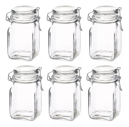 Set 6 Frascos Vidrio Hermetico Almacena Tapa Clip 260 ml - Vittori - vista lateral