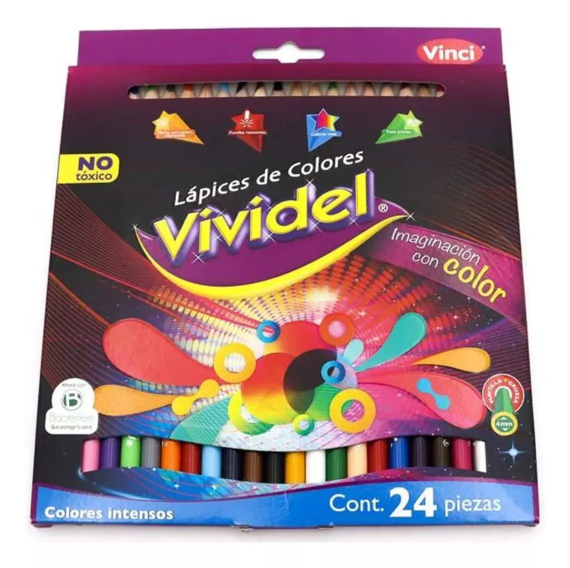 Lápices de Colores Redondos Vinci Vividel 4mm 24 Piezas - Vividel