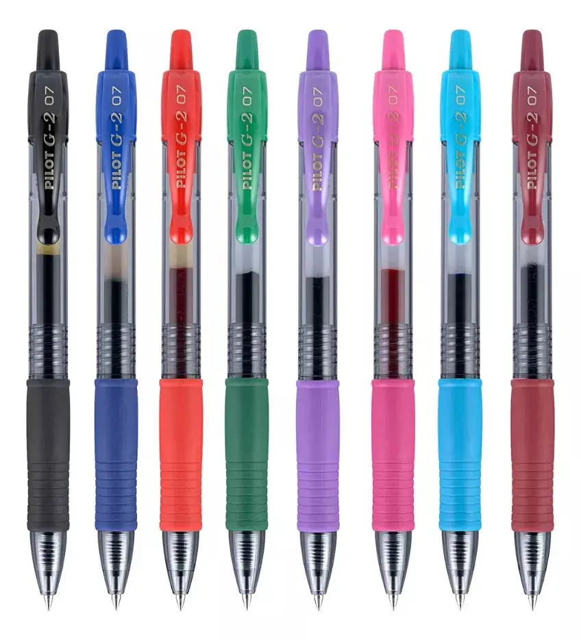 8 Bolígrafos Gel Pilot G2 Premium Recargables Trazo Fino - Pilot