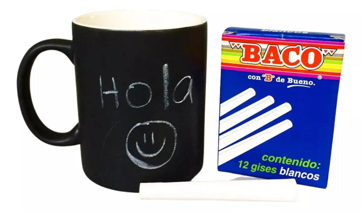 Caja 12 Gises Moldeados Color Blanco Baco Tizas Pizarron - BACO - detalle