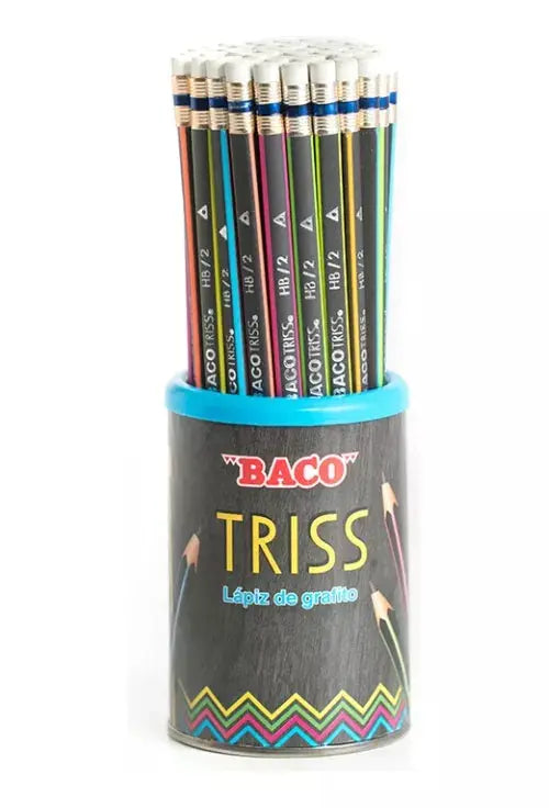 Bote 50 Lapices Madera Grafito Hb/2b Goma Borrar Baco Triss - BACO - vista lateral