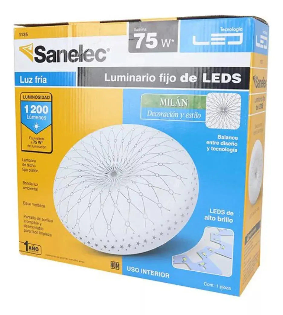 Luminario Led Plafón Redondo Sanelec 12w Milán 1135 - Sanelec - vista lateral