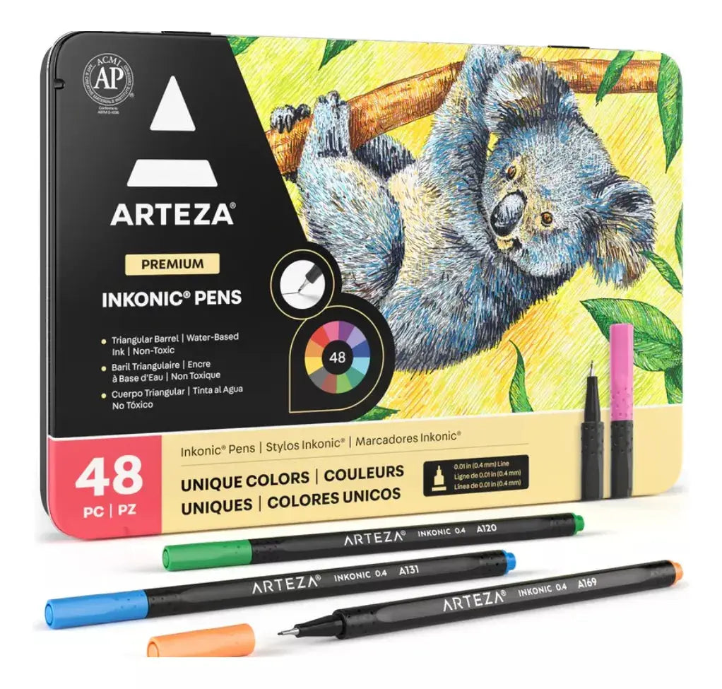Set 48 Boligrafos Fineliner Inkonic 0.4 Mm Colores Arteza - Coveme - detalle