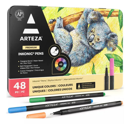 Set 48 Boligrafos Fineliner Inkonic 0.4 Mm Colores Arteza - Coveme - detalle