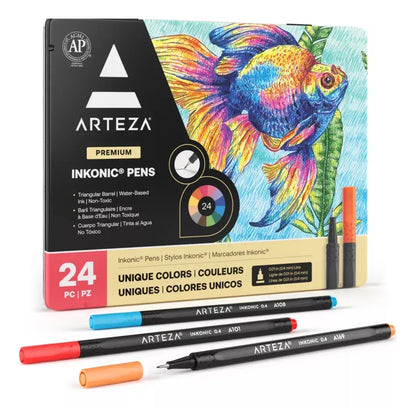 24 Boligrafos Fineliner Inkonic 0.4 Mm Colores Arteza - Coveme