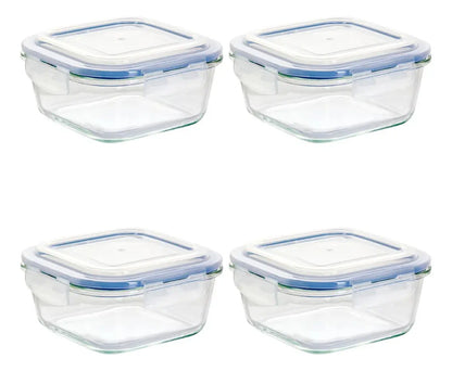 4 Contenedor Hermético Vittori Vidrio Cuadrado Grande 800 Ml - Vittori - vista lateral