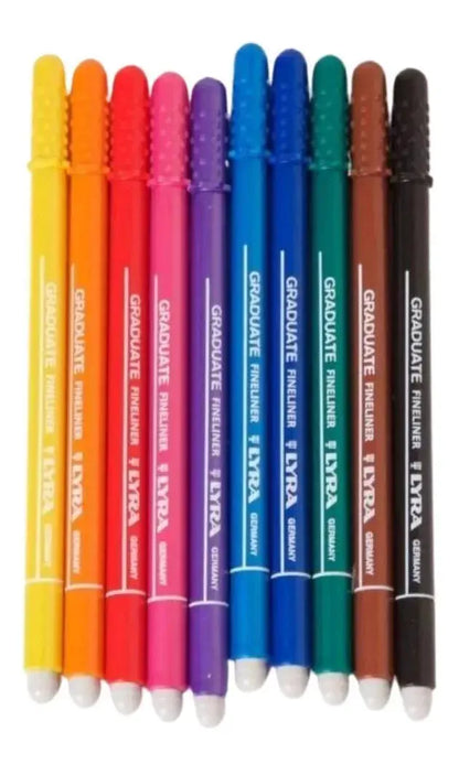 Plumón Rotulador Lyra Graduate Fineliner Marcadores Set 10 Piezas - lyra