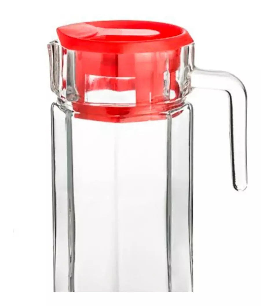 Jarra Vidrio Octagonal Grande Tapa 1.5 L Agua Cristal - Vittori - empaque