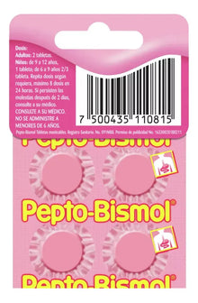 Pepto Bismol 4 Tabletas Masticables Cubre Protege Alivia - KCTS - empaque