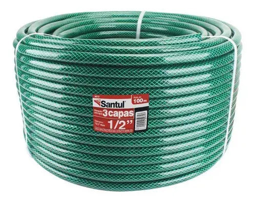 Manguera Jardín Santul Reforzada 3 Capas Pvc 100m 1/2 Color Verde - Santul