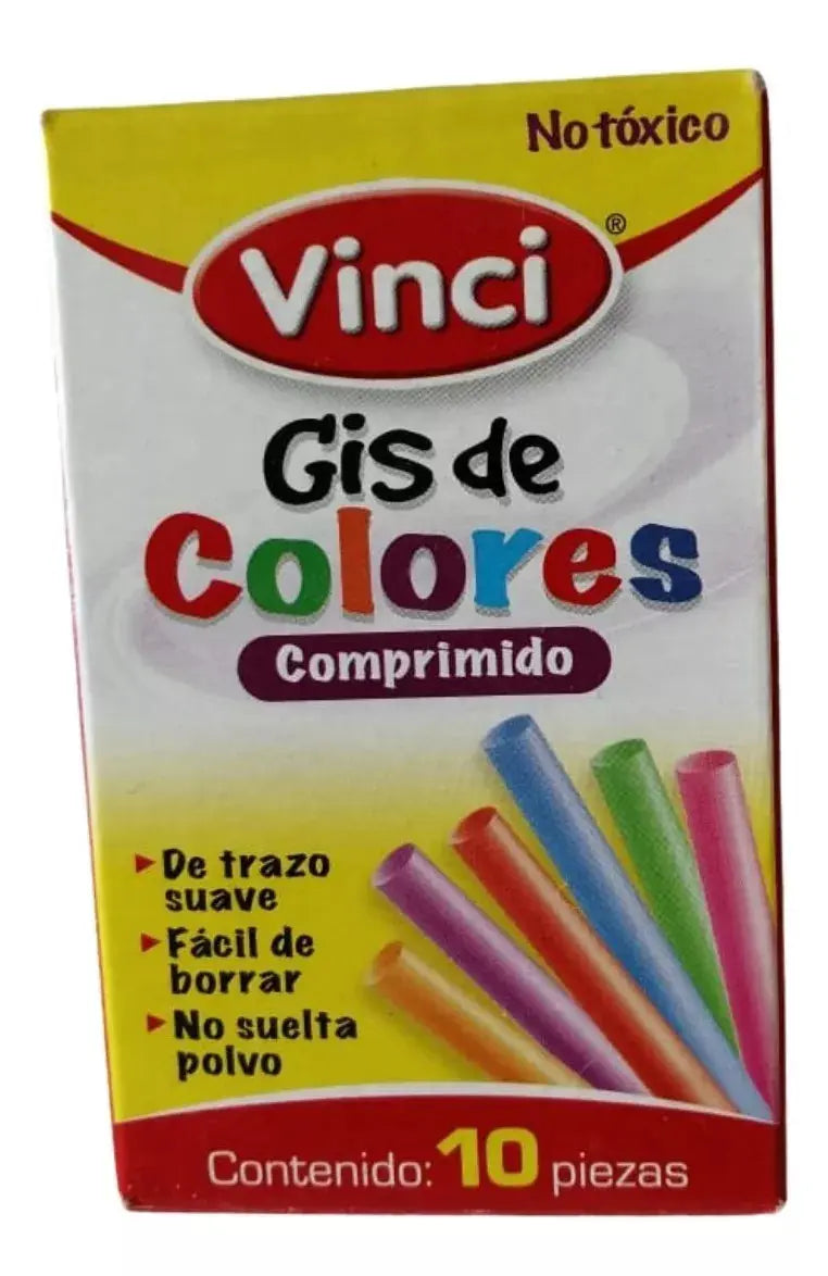 Gises Escolares de Colores Vinci Trazo Suave 10pz - Vinci