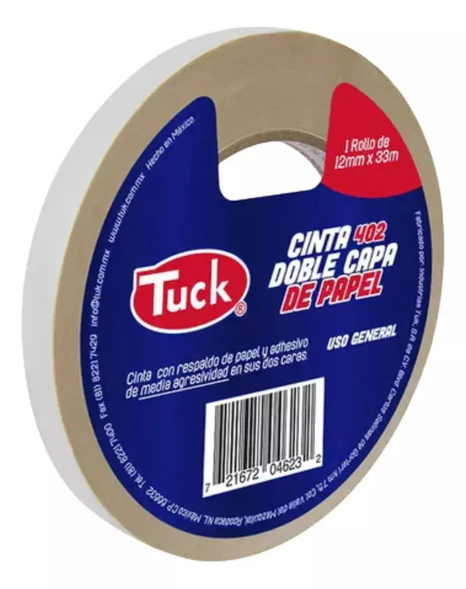Cinta Doble Cara Papel Uso General Tuck 12mm X 33m Tipo 402 - Tuck