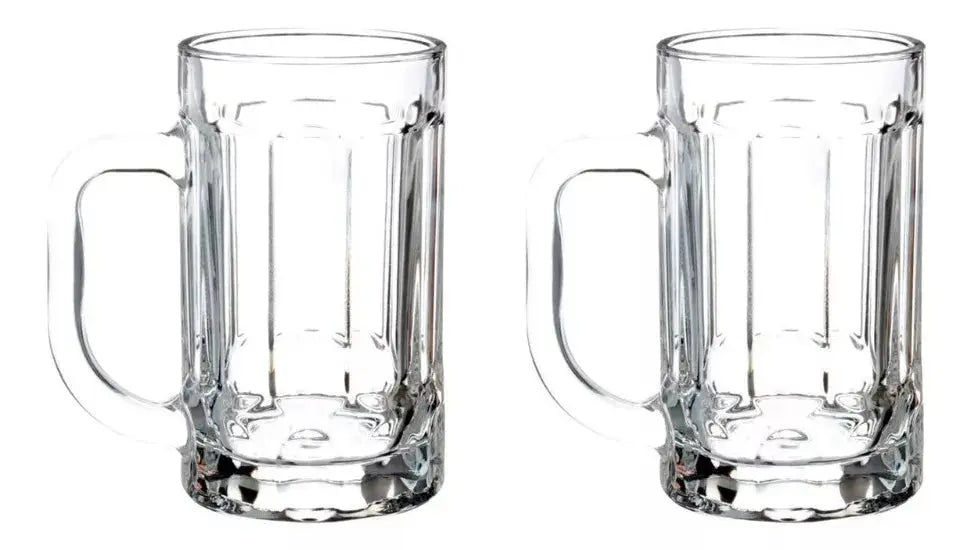 2pz Tarro Cervecero Líneas 400ml Micheladas Vaso Vidrio - Vittori - vista trasera