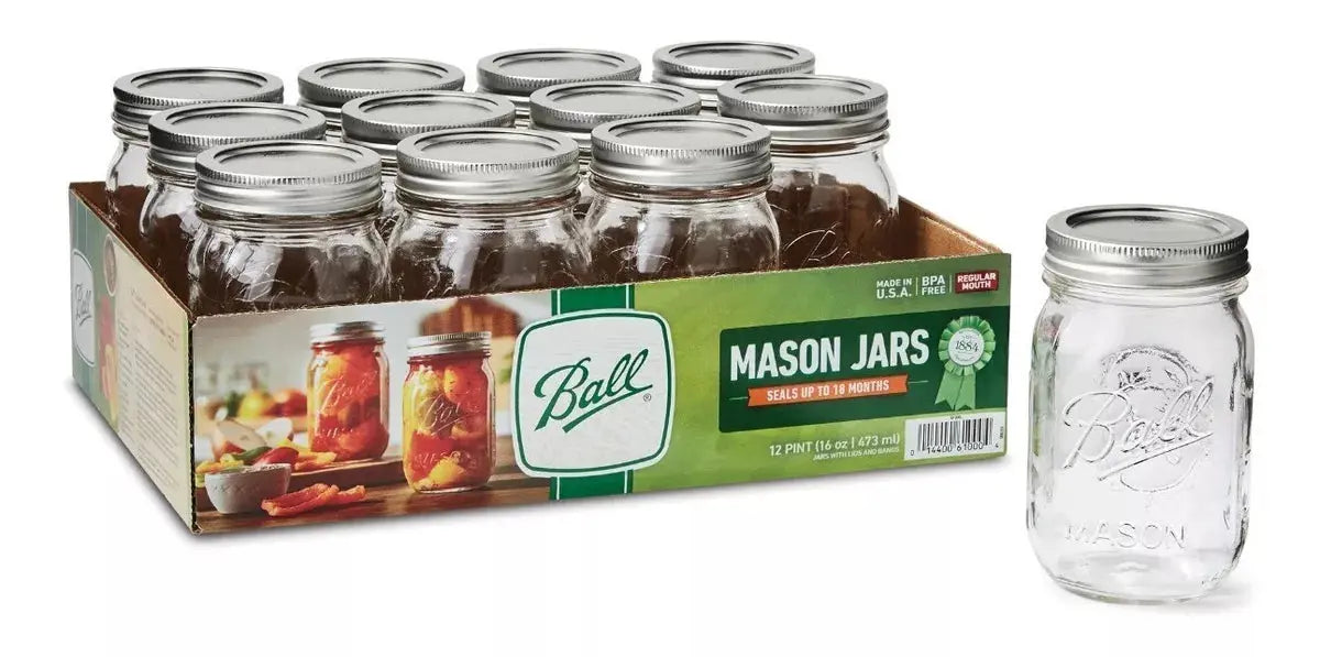 6 Pack Mason Jars Ball 16 Oz (6 Piezas) Boca Regular - Coveme