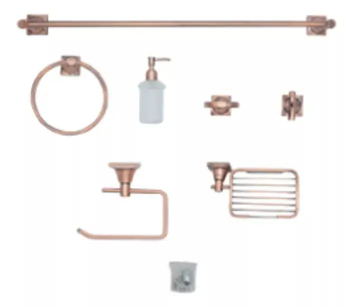 Juego Accesorios Baño 6 Piezas Meer Metal Color Oro Rosado - CNX