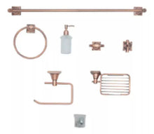 Juego Accesorios Baño 6 Piezas Meer Metal Color Oro Rosado - CNX