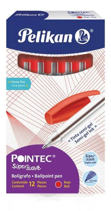 Bolígrafos Tinta Semigel Pointec Pelikan Punto Fino 0.7mm 12 Piezas Elegir Color Rojo - Pelikan