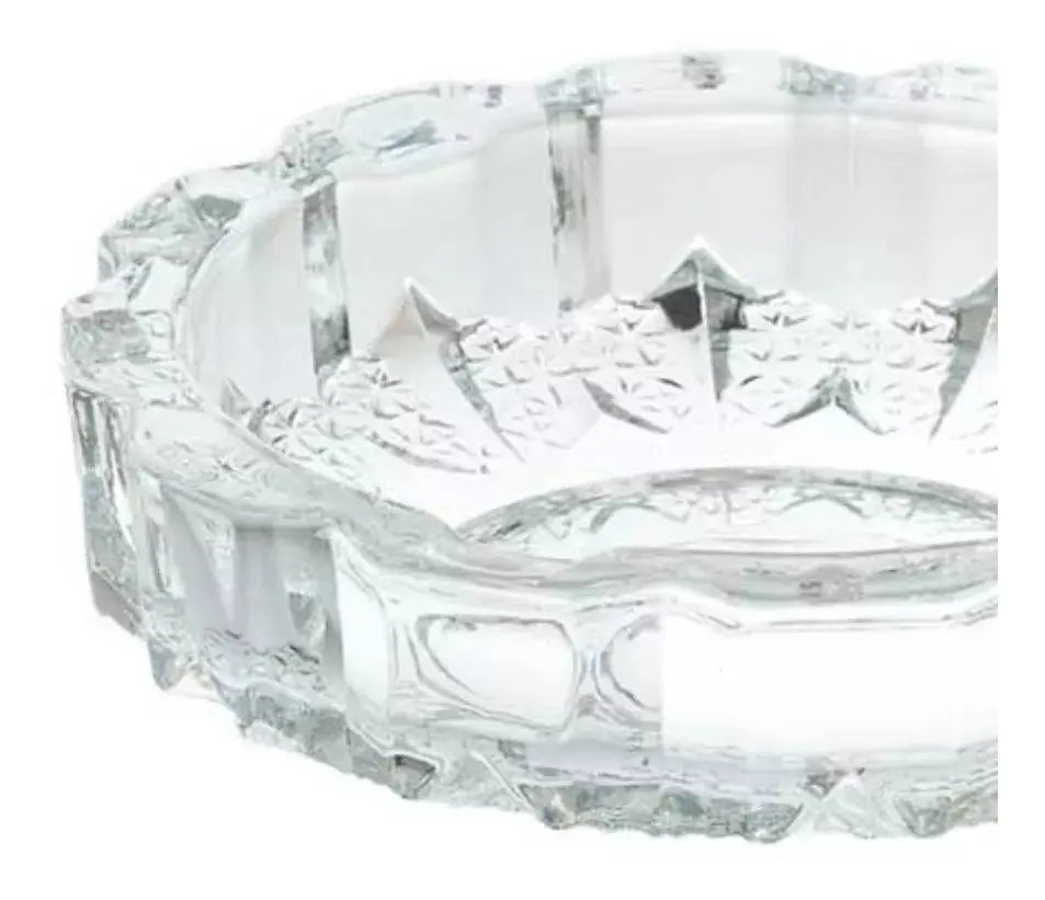 Cenicero Vidrio Redondo Cristal Cortado Labrado Grande - Vittori - detalle