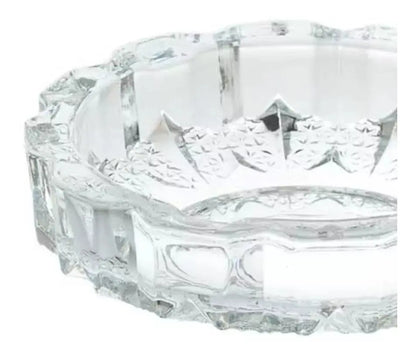 Cenicero Vidrio Redondo Cristal Cortado Labrado Grande - Vittori - detalle