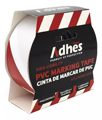 Cinta Delimitadora Adhesiva Pvc Adhes 4.8cmx33m Blanca/Rojo - ADHES - accesorios