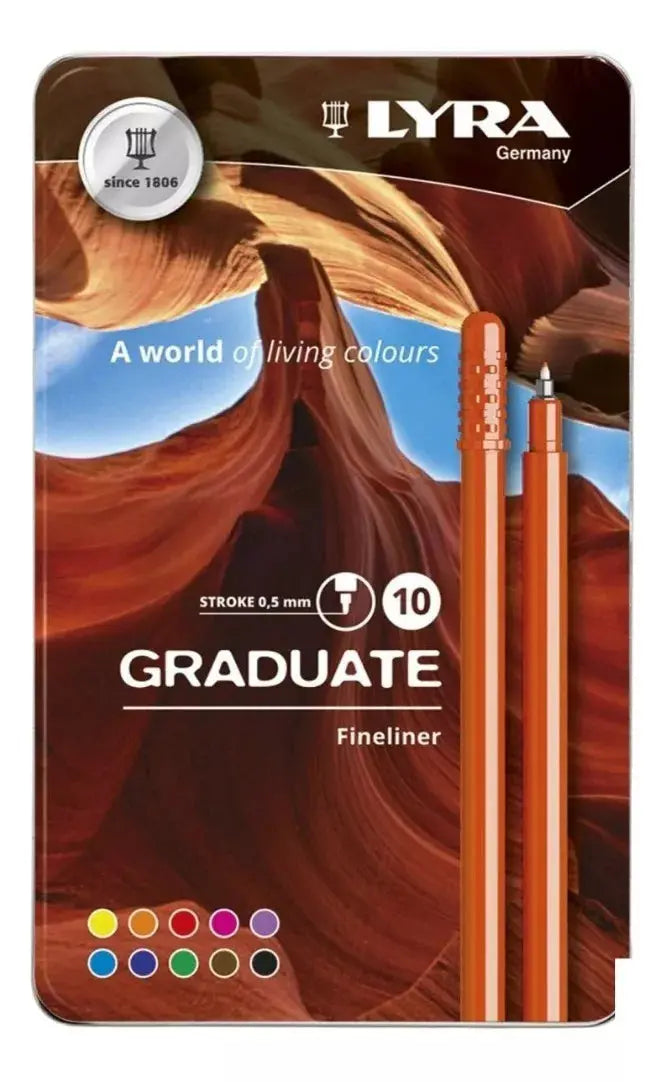 Plumón Rotulador Lyra Graduate Fineliner Marcadores Set 10 Piezas - lyra - vista lateral