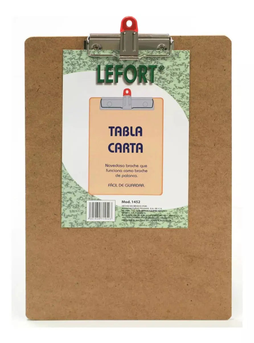 Tabla Sujeta Papeles I-clip Lefort Carta Fibracel - Lefort