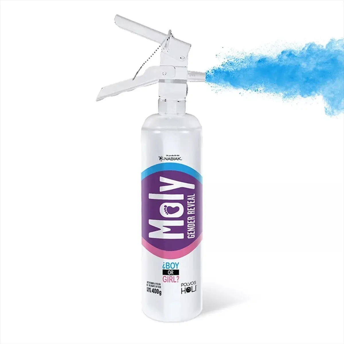 Disparador Extintor Polvo Revelación Genero Gender Reveal Azul Mora - Polvos Holi