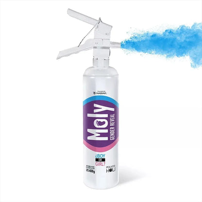 Disparador Extintor Polvo Revelación Genero Gender Reveal Azul Mora - Polvos Holi