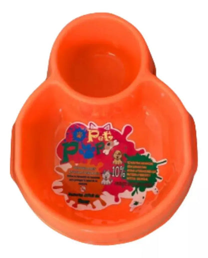 Plato Comida Perro Pet Pop Plastico Mascotas Comedero Mixto Naranja - Pet Pop