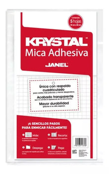 5pz Hojas Mica Forro Adherible Krystal Cuaderno Transparente - Janel