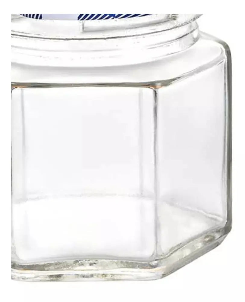 12 Frascos Mini Hexagonal Vidrio Tapa Mantel Almacena 45ml - Vittori - vista lateral