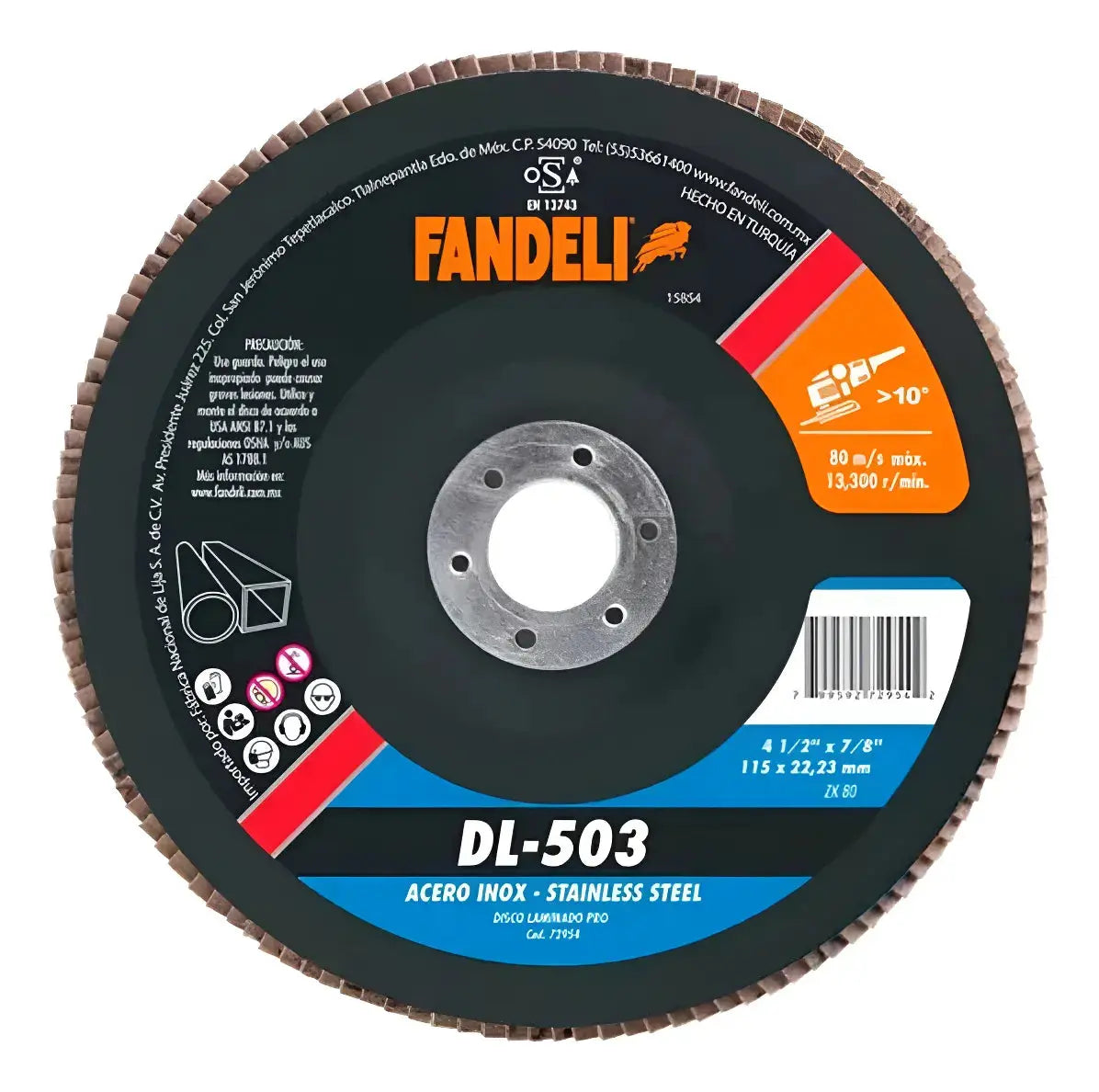 2 Pzs Disco LAMINADO Z-80 INOX PRO+ 4½"115mm x 22.2mm Fandeli - Fandeli