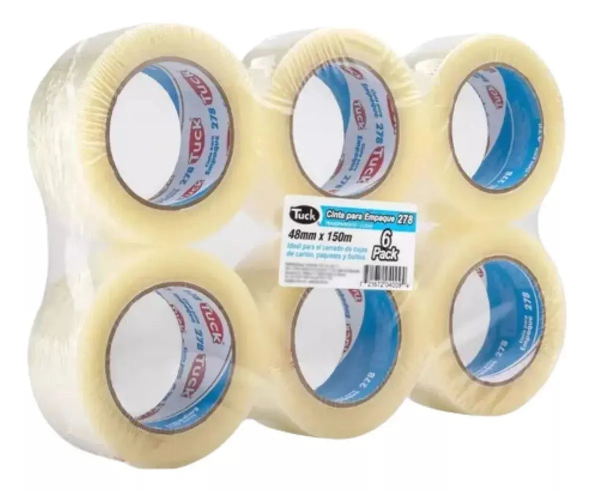 Pack 6 Cinta Empaque Transparente Tuck Adhesiva 48mm X 150m - Tuck