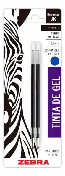 2 Repuesto Jk Zebra Boligrafo Tinta Gel Color Azul 0.7 Mm - Zebra - vista lateral