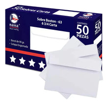 500 Sobres Correspondencia Nassa Blanco Carta 9.2 X 16.4cm - Nassa