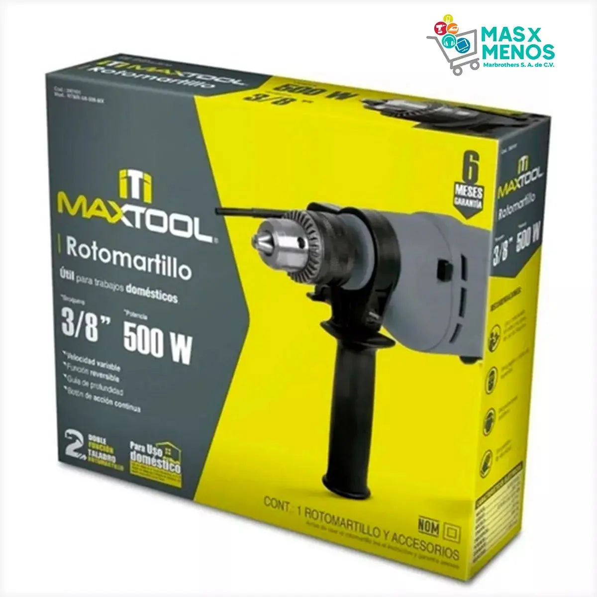 Rotomartillo 500W de 1/2" Aksi - Aksi - vista lateral