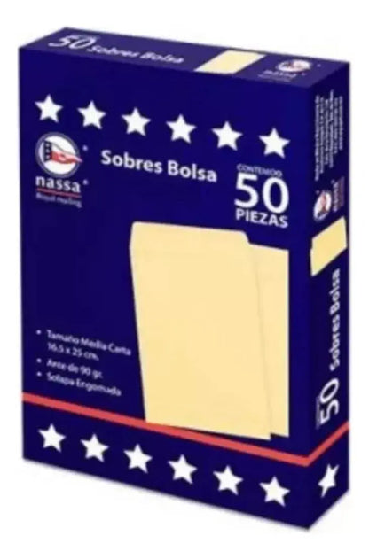 50 Sobres Bolsa Nassa Tamaño Esquela Ante 90g Engomado - Nassa - vista lateral