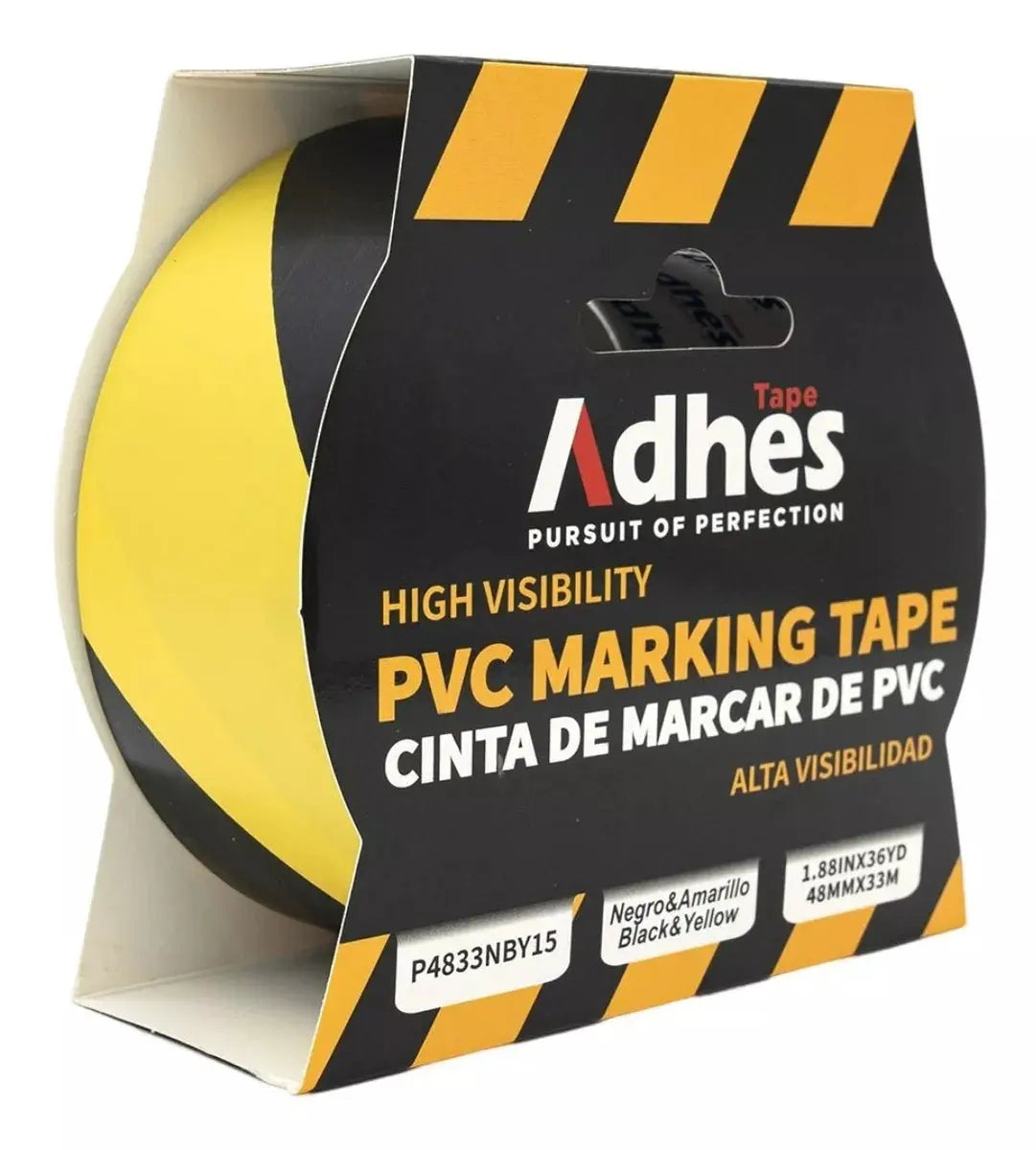 3pz Cinta Advertencia Marcaje Adhes Negro/amarillo Pvc 33m - ADHES - detalle