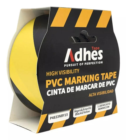 3pz Cinta Advertencia Marcaje Adhes Negro/amarillo Pvc 33m - ADHES - detalle