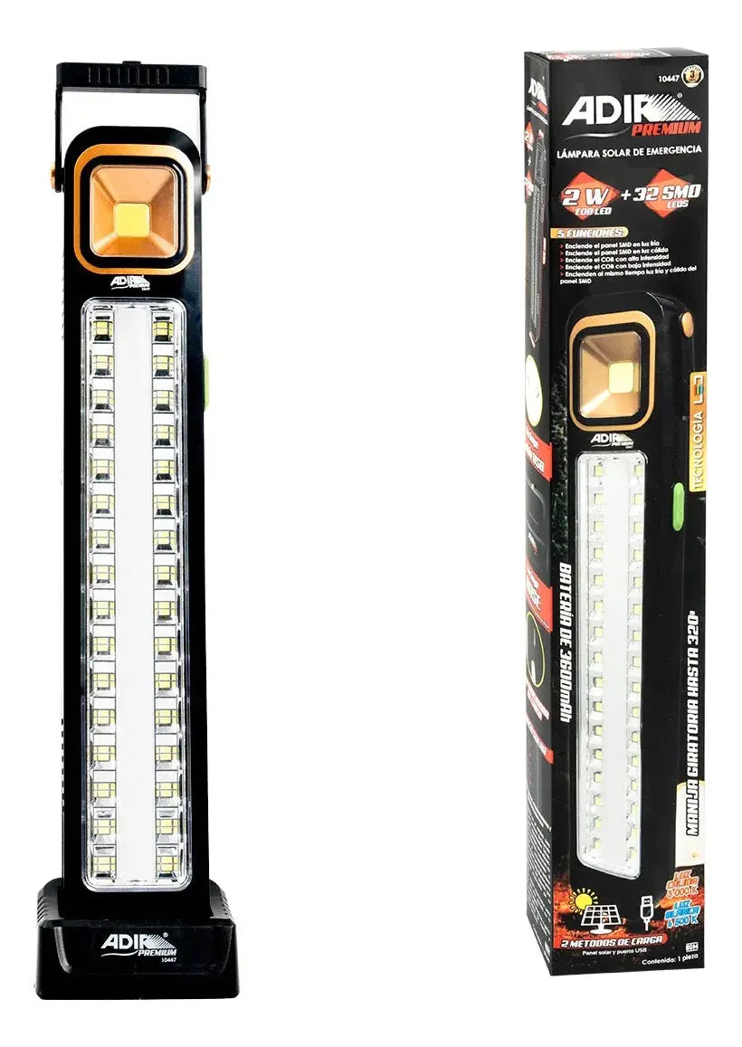 Lámpara Solar De Emergencia 32 Leds Recargable Portátil Adir - Adir