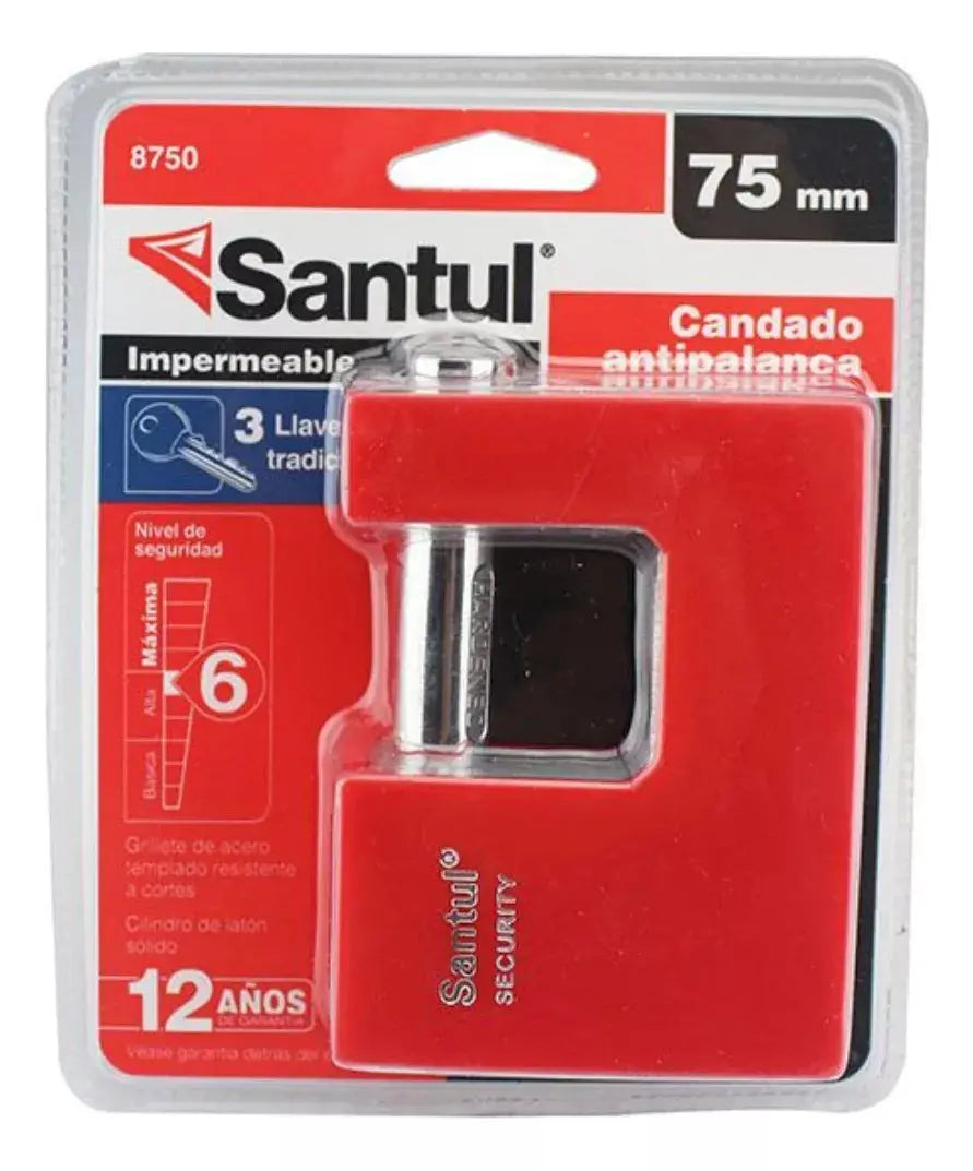 Santul 8750 Candado Antipalanca 75mm, Cuerpo de Zamac, Llave Tradicional - Santul - detalle