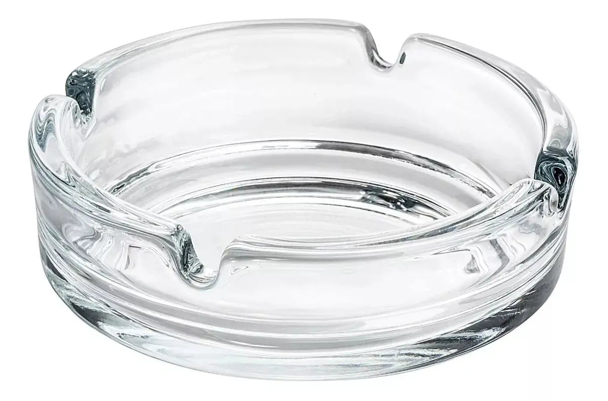 Set De 2 Cenicero Vidrio Fino Redondo Cristal Liso Grande - Vittori - vista lateral