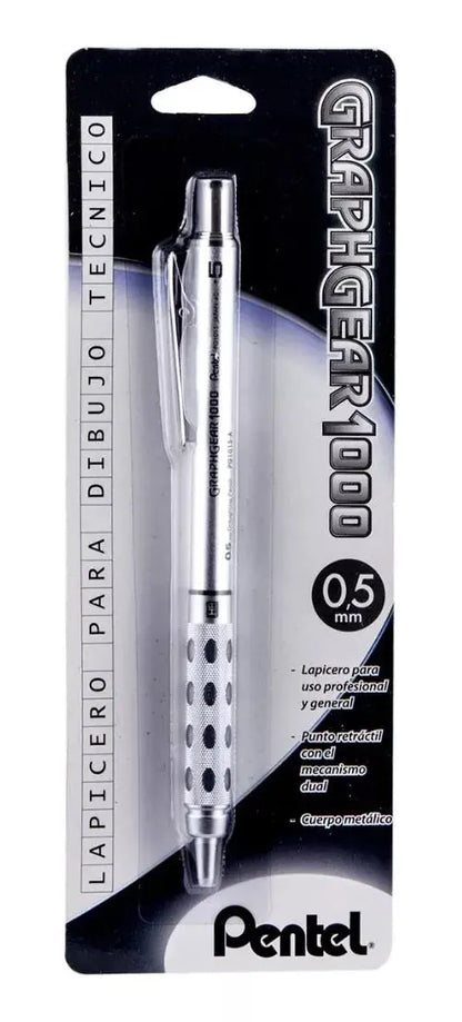 Lapicero Profesional Pentel Graphgear Plata Dibujo 0.5mm - Pentel - contenido
