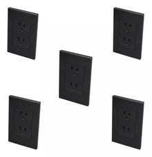 5 Piezas Placa Contacto Duplex Surtek Linea Premium Negro - Lock