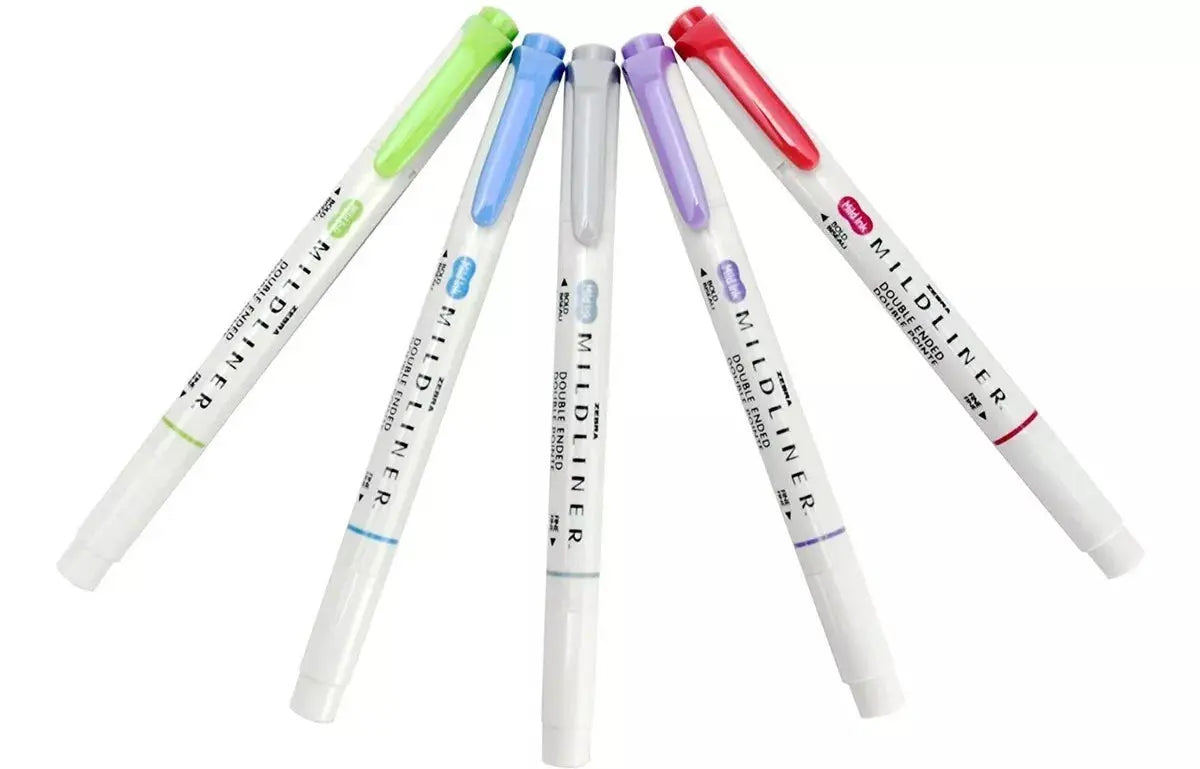 5 Piezas Marcadores Doble Punta Zebra Mildliner Tonos Frio - Zebra