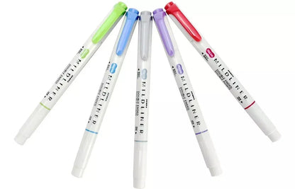 5 Piezas Marcadores Doble Punta Zebra Mildliner Tonos Frio - Zebra