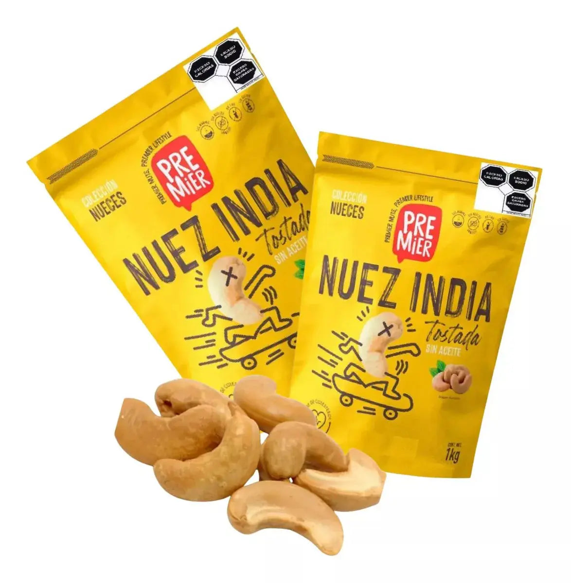 2 Bolsa Nuez De La India Frita Premier C/sal Marina 1kg C/u - Premier