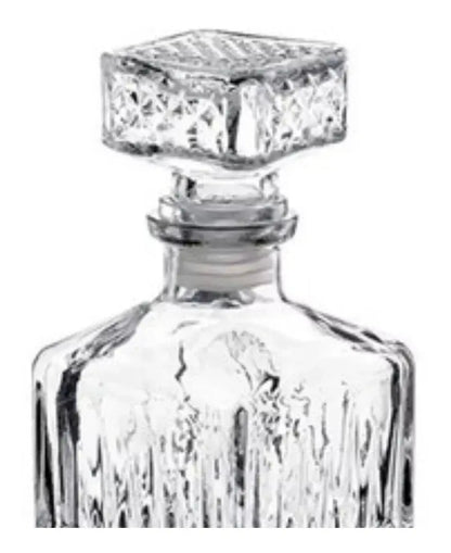 2 Pz Licorera Cuadrada Grande Rodas 750ml Vidrio Cristal - Vittori - empaque