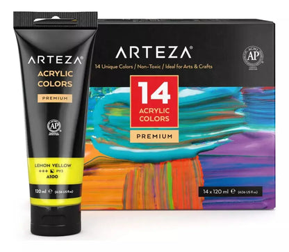 Set 14 Tubos Colores Vibrantes 120ml Pintura Acrílica Arteza - Arteza - detalle