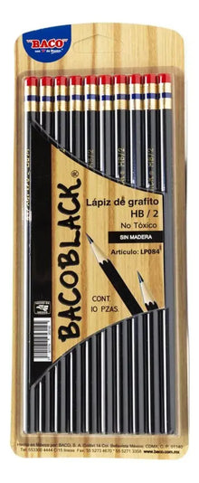 10pz Lapiz De Grafito Hb/2 Bacoblack Blister C/borrador - BACO